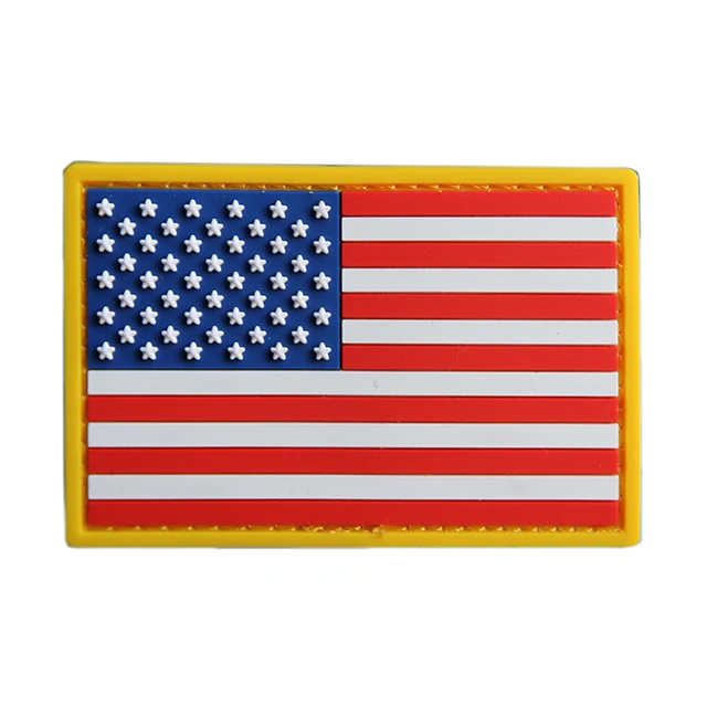 

No Mold Cost Rubber Logo Patches USA American Flag Custom PVC Patch, Any pms color