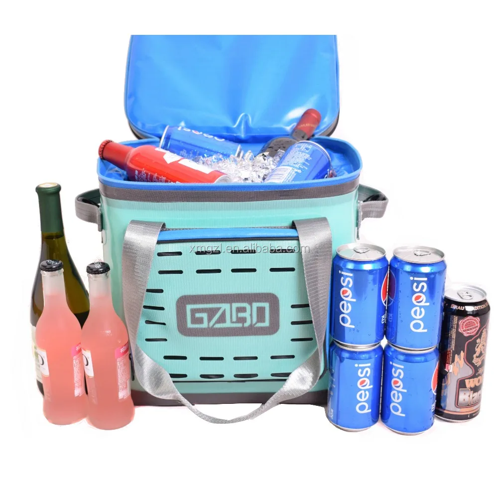 

Wholesale 24Cans TPU Customized Waterproof Lunch Picnic Beer Bag Cooler Box Thermal Insulated Bolsa Termic Ice Cooler Bag, Mint green