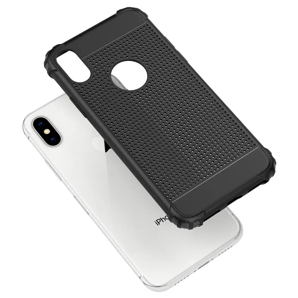 New design mesh heat dissipation back cover tpu phone case for iphone x 8 8 plus