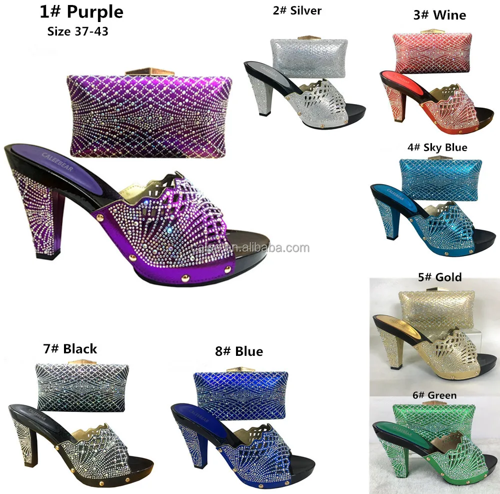
New design beautiful color italian ladies shoes and bags for sale 