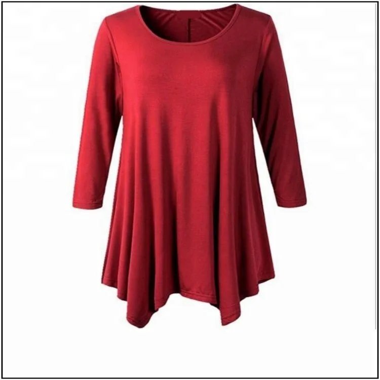 

Plus Size Solid Color Women's Sleeve Swing Tunic Tops, As pictures show