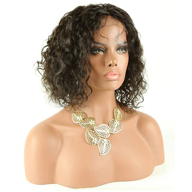 

2019 New Chinese Lace Wig Vendors Short Wave Remy Brazilian Human Hair Full Lace Wigs for Old Lady, #1,#1b, natural color, #2, #4,#27, #30, #613