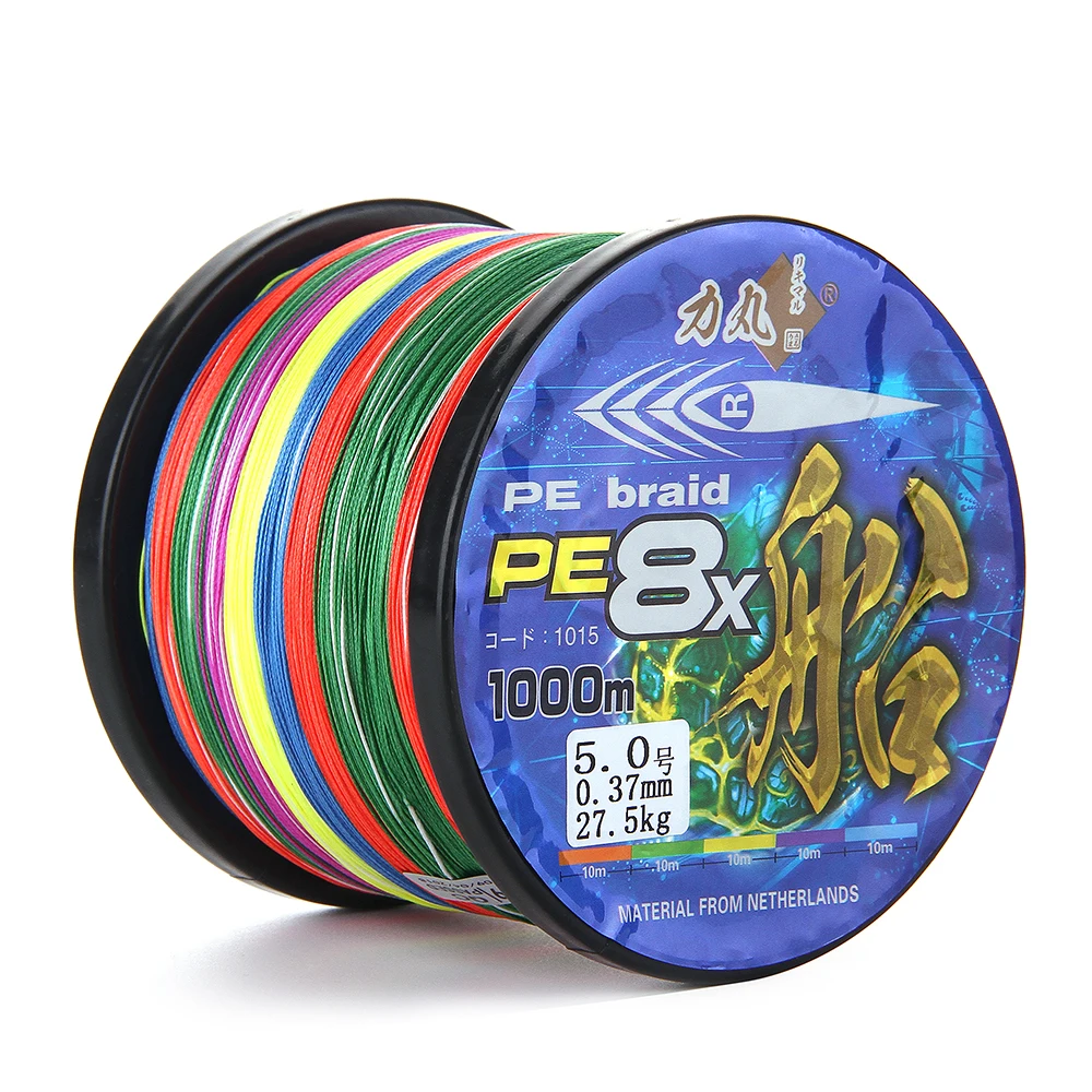Boat 8X PE Super Strong Round Smooth Multicolor 1000m 500m PE Braided Fishing Line 8 Strand Braided Angling Lines Deep Sea Tuna