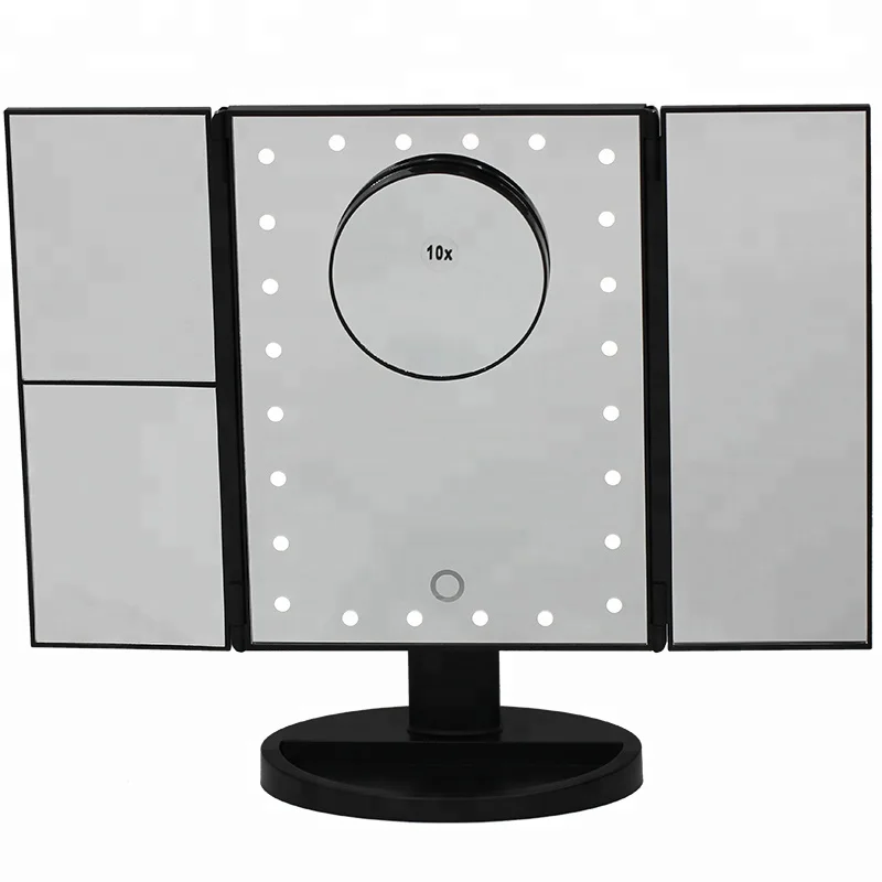 

Desktop square portable pantone color makeup vanity beauty led mirror, Rose gold