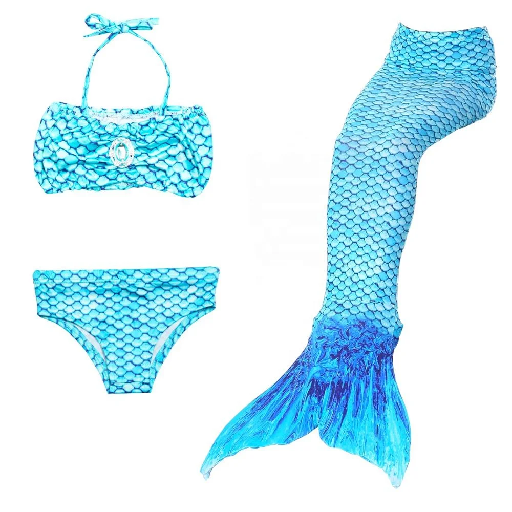 OEM Kids Bikini 3PCS/Sets Mermaid Swimming Tail  Girls Swim Suit Customizable logo