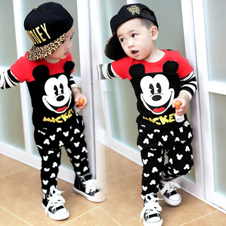 

Fashion mickey baby clothing set Girls boys Minnie clothes sets kids cotton Pullover shirts+pants christmas 2pcs Children suits
