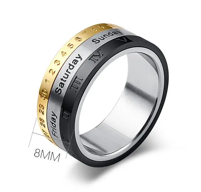 

Newest rotatable stainless steel rotating ring beautiful mans ring, Black and white forstainless steel ring
