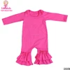 High Quality 95% Cotton Clothes Baby Boy Names Unique Bodysuits Designer Love Hot Pink Ruffle Long Sleeve Jumpsuit For Baby Girl