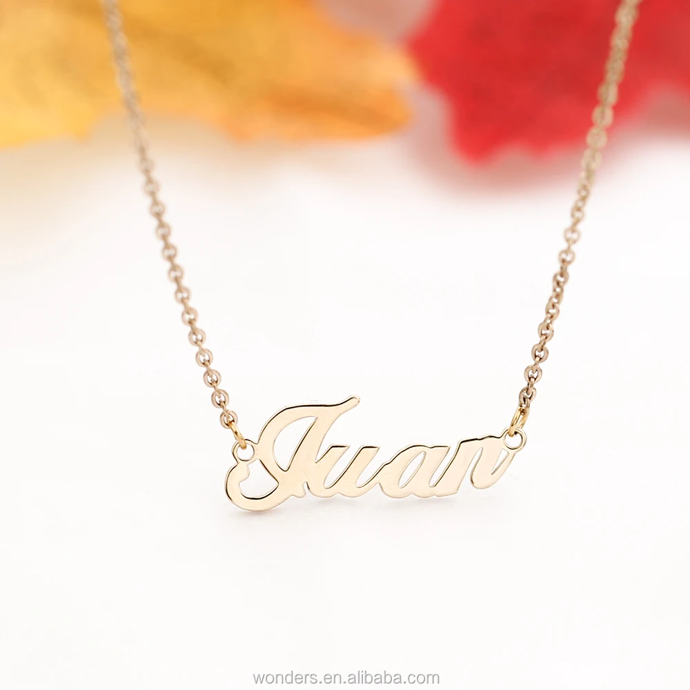 

Women Stainless Steel Custom Name Plate Necklace, Link Chain Pendant Necklace Yiwu Supplier