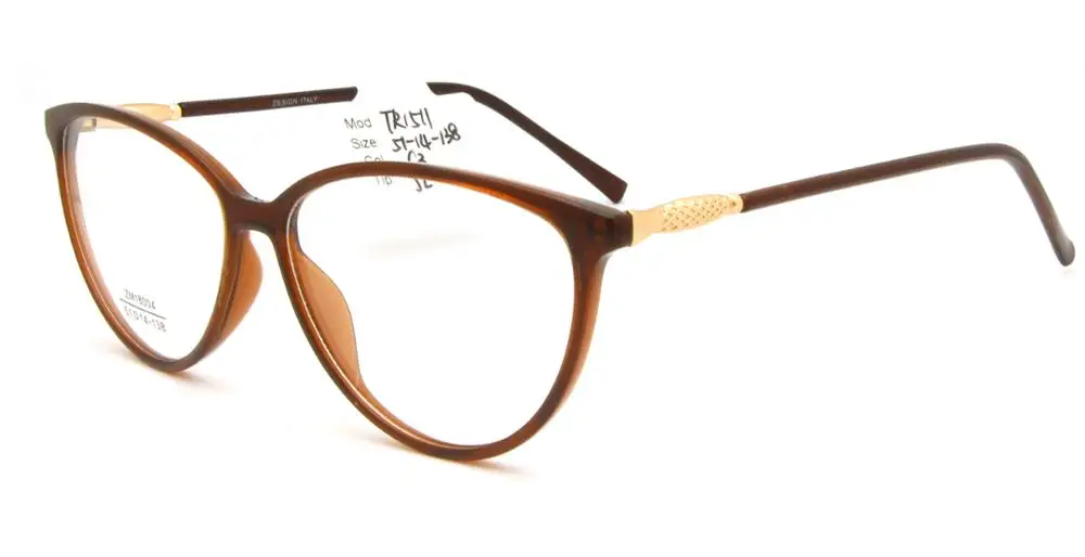 
TR90 custom eyeglasses cat eye shape fashion optical frame eyewear for woman metal endpiece spring hinge china manufacturer CE 