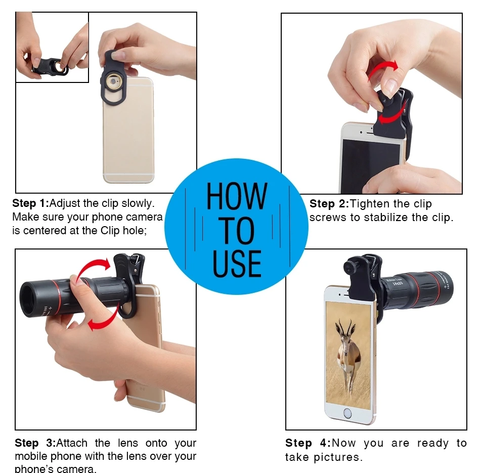 Apexel 18x Zoom Phone Lens Attachment With Mini Flexible Tripod Wide