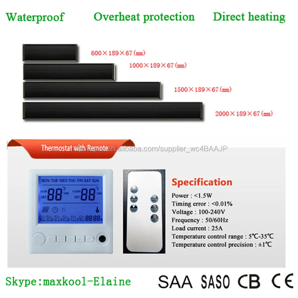 Montado en la pared panel calefactor infrarrojo, techo calentador