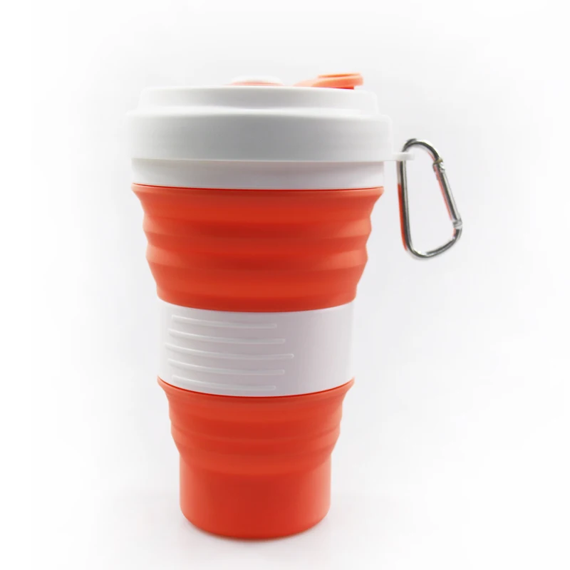 

550ml Customizable color eco friendly silicone foldable coffee cup, Green;red;yellow;blue and customized