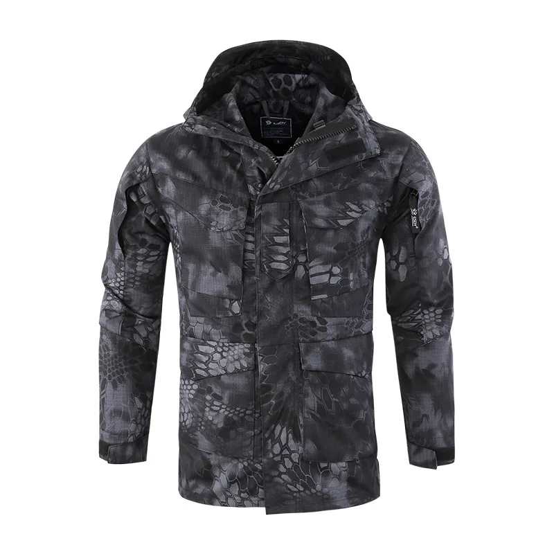 

Manufacture gray camouflage military long jacket, Blue soft shell