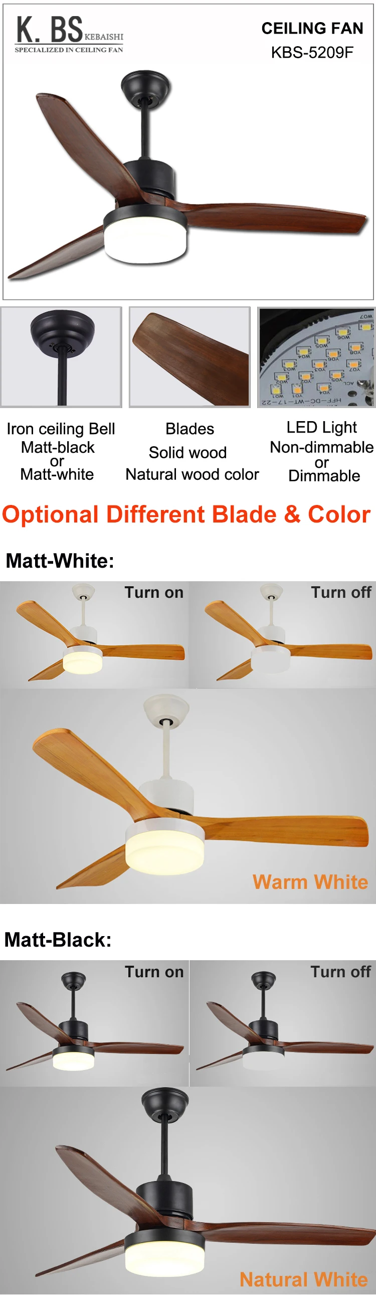 Energy Saving 52 Inch Ac Dc Ceiling Fans Decorative Ceiling Fan With Light