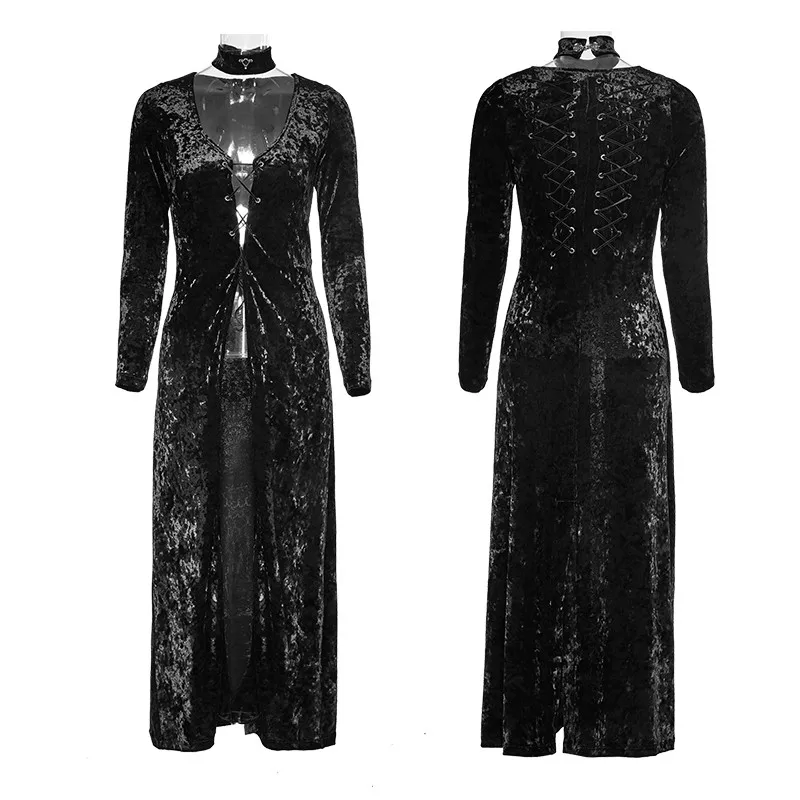 Y-735 Christmas Gothic retro palace laced back velvet party long dress coat