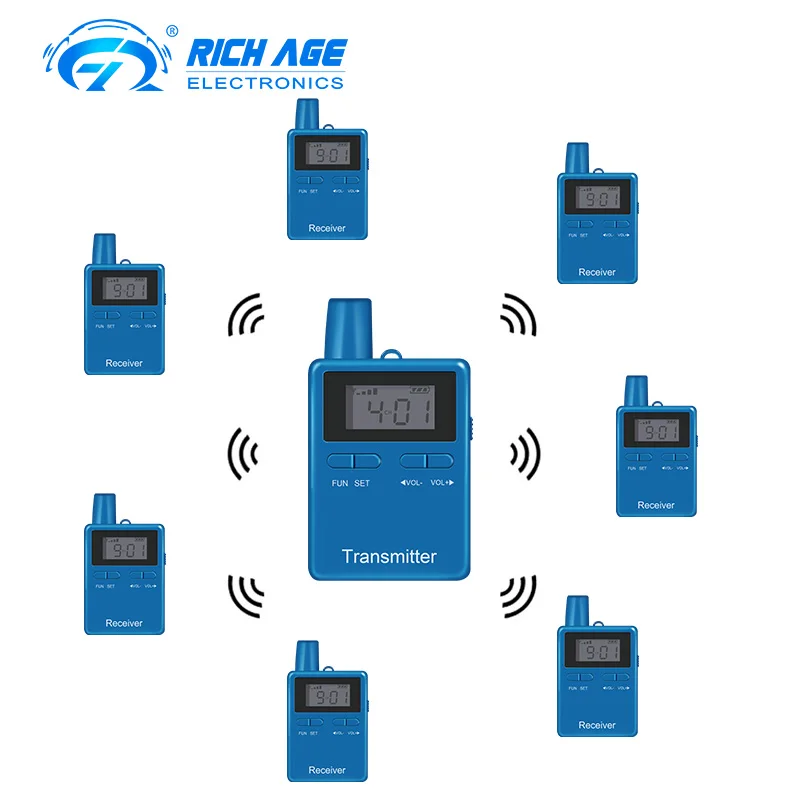 

Rich Age Two Way Wireless Tour Guide System Rechargable Church Translation System for Court,Training,Teaching,Factory, Blue, black, red, orange, grey colors