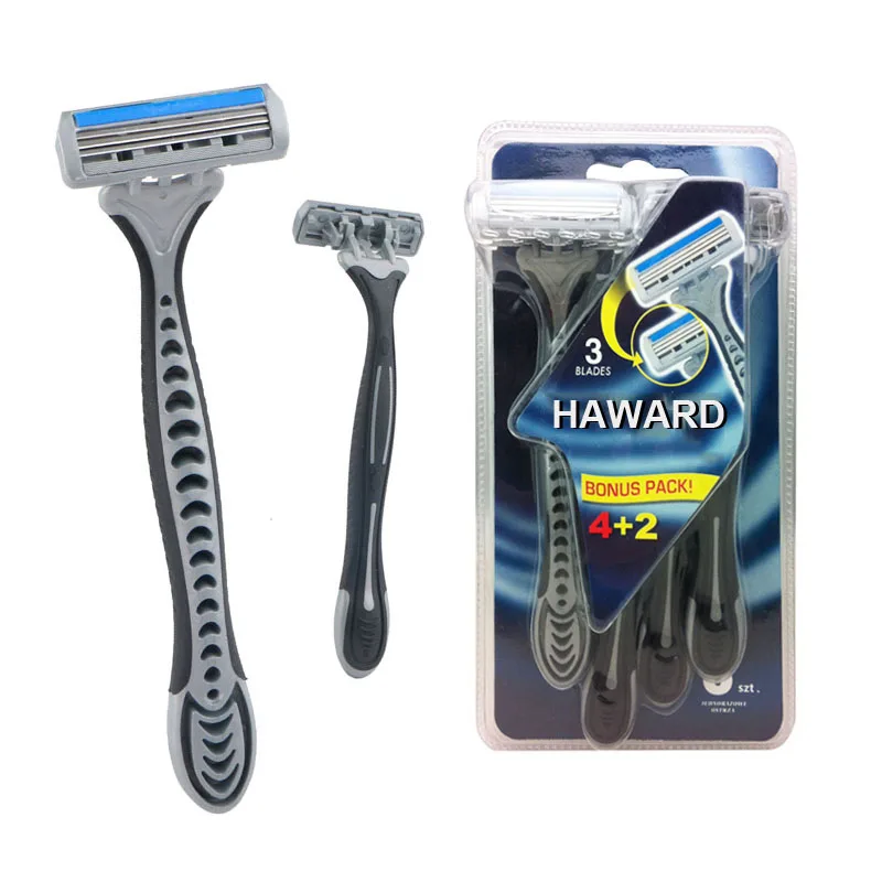 

Wholesale China disposable razor 3 blade shaving razor with rubber handle