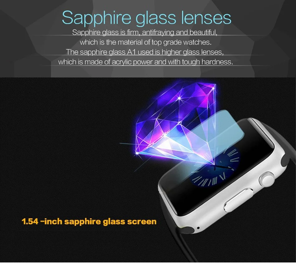 A1 smart cheap watch touch glass