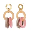 Hot Sale Round Circle Acrylic Earrings Fashion Long Round Circle Multi Ring Dangle Earrings