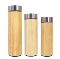 

500ML double wall stainless steel insulated Bamboo Water Bottle with tea infuser