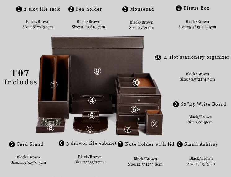 Brown Leather Office Desktop Organizer Desk Sets Buy Brrown Leather Office Desk Sets,Leather