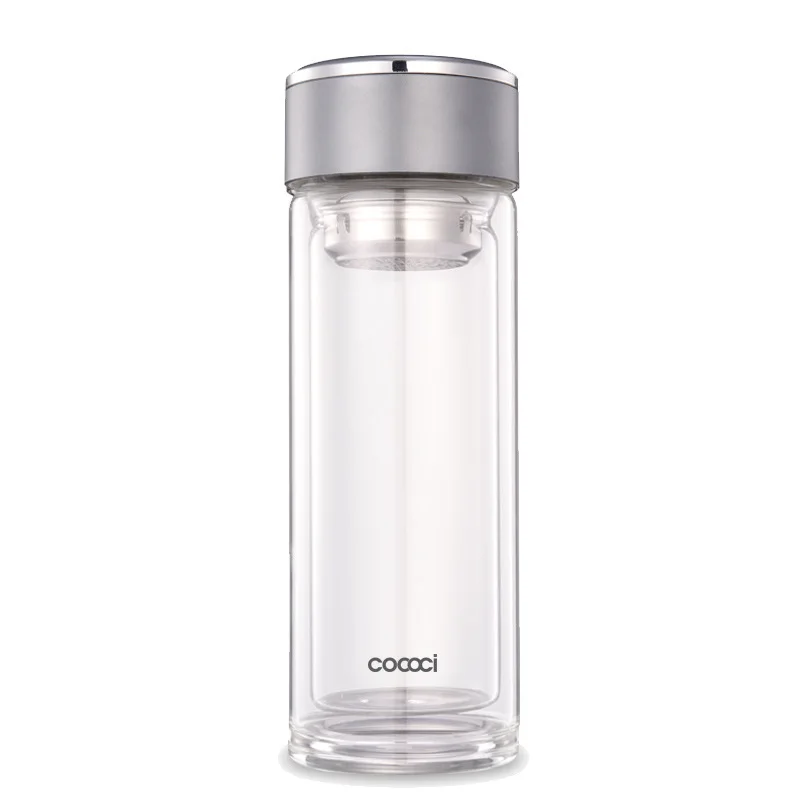 Wholesale 350ml Double Wall Glass Water Bottle With Infuser