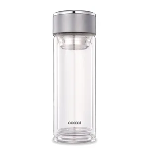 Image of Wholesale 350ml double wall glass water bottle with infuser