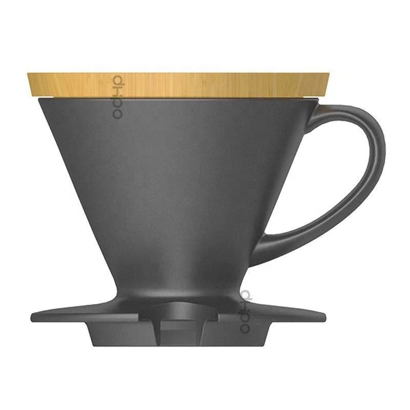 

New design food standard matte black organic coffee filter ceramic with bamboo lid