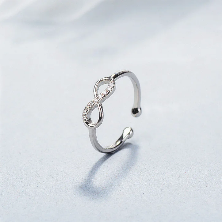 

925 silver fashion simple and temperament creative rhinestone twist opening ring women, Sliver color