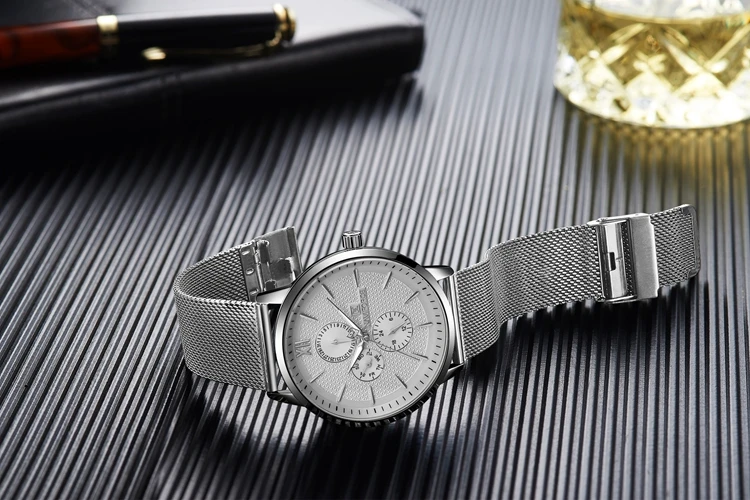 NAVIFORCE 3003 Nouvelle Montre Homme En Acier Maille Bande Montre-Bracelet