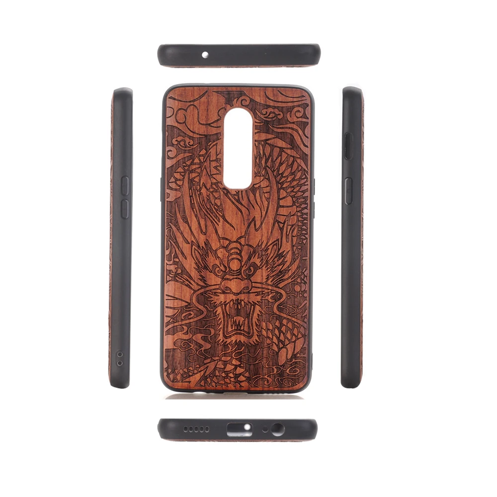 

Anti-Broken Wooden TPU Mobile Phone Case Cover for one plus six 1+6