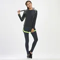 Spring Autumn Women Fitness Suits Elastic Moisture wicking Sportswear Sets Yoga Dancing Running Faux Three piece