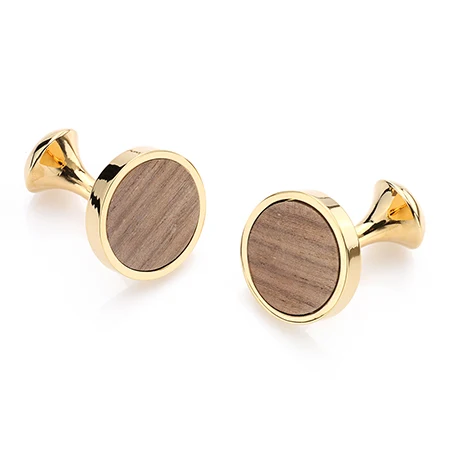 

OB Men's Shirt Cufflinks Wholesale Price Gold/Black/Silver Color Plated Wooden Cuff Links For Men's Shirts, Silver/black/gold
