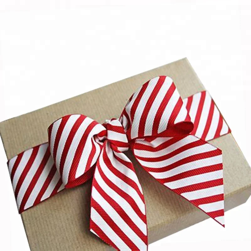 

Free Samples 1.5" Custom wholesale candy canes christmas ribbon, Red