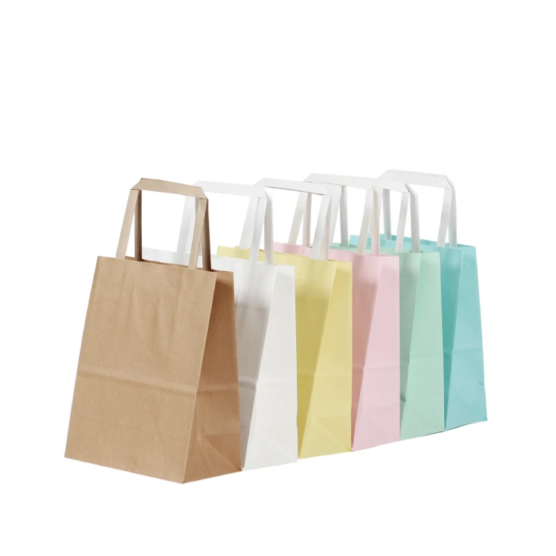 Flat Handle Kraft Shopping Paper Bag With Logo - Buy Paper Shopping Bags,Kraft Paper Bag,Flat Handle Paper Bag Alibaba.com