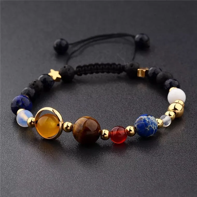 

Jewelry fashion adjustable custom Universe Galaxy charm natural stone beads bracelet for men, As picture