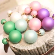 2015 colored genuine branded developed trendy cute charm pearl double ball-statement earrings jewelry accessories for women