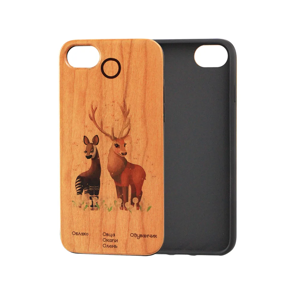 

Handmade Cherry Wood Print Mobile Phone Case Flexible TPU Silicone Gel Real Wood Phone Case Cover for iPhone 8 for iPhone X, Wood color