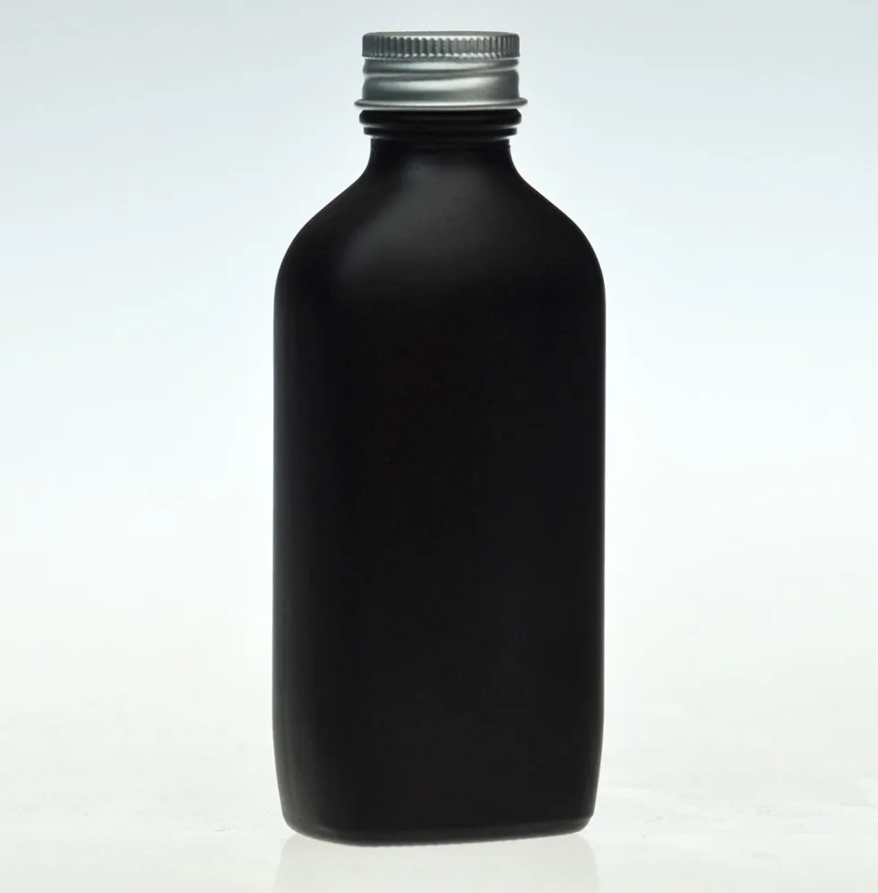 200ml Flat Oval Black Coffee Glass Bottle With Silver Or Black Aluminium Cap - Buy 200ml Flat ...