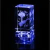3D laser engraving pattern LED crystal cube,crystal laser cube rose