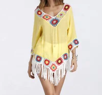 

Summer New Design Handmade Neck Pattern Lady Lace Blouse Dress