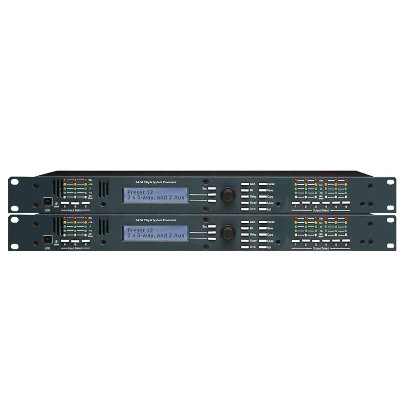 

Sinbosen 3input 6 output Professional digital dsp speaker processor audio, Black