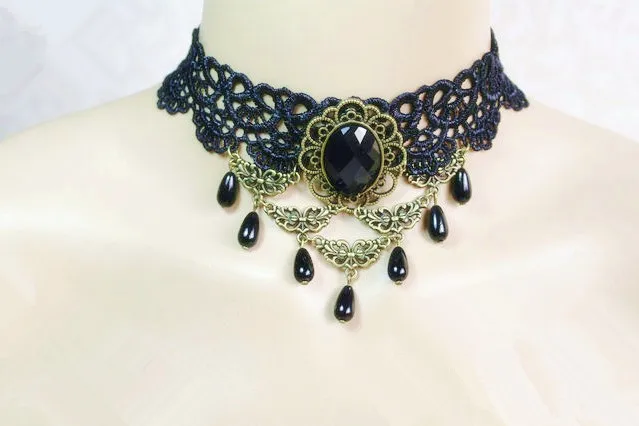 Black Lace Collar,Gothic Neck Collar 