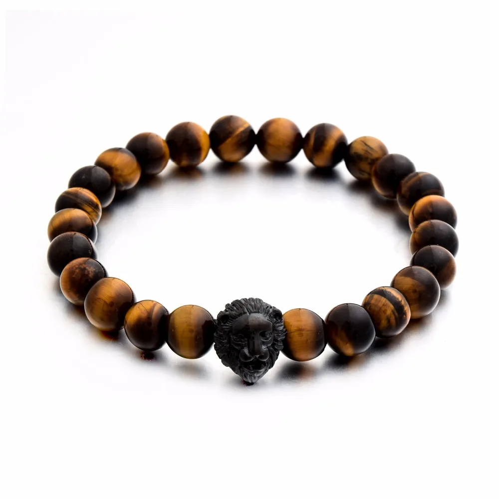 

Lion Bracelet Jewelry Charm Beads Mens Bracelets with Natural Stone