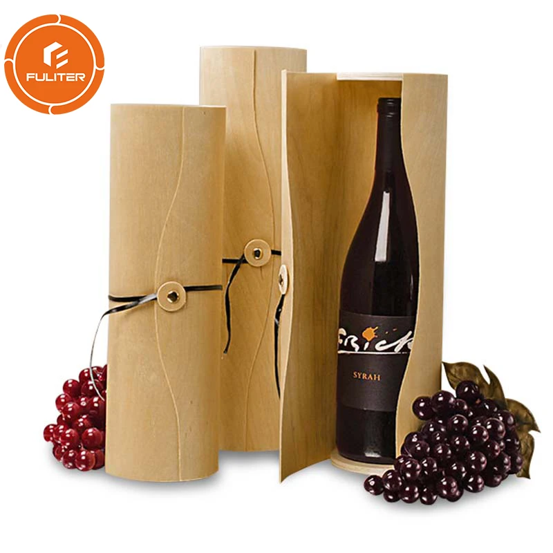 China Supplier Fashionable Tube Wine Packaging Round Wooden Box For