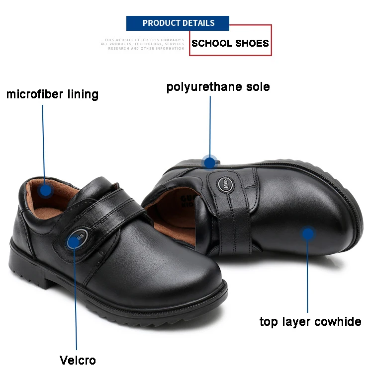 Buckle Strap Black Boys Students School Leather Shoes Wholesale China