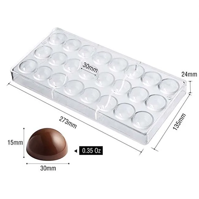 

PC Custom Easy-to-clean Reusable Plastic Polycarbonate Chocolate Mold, Customized color