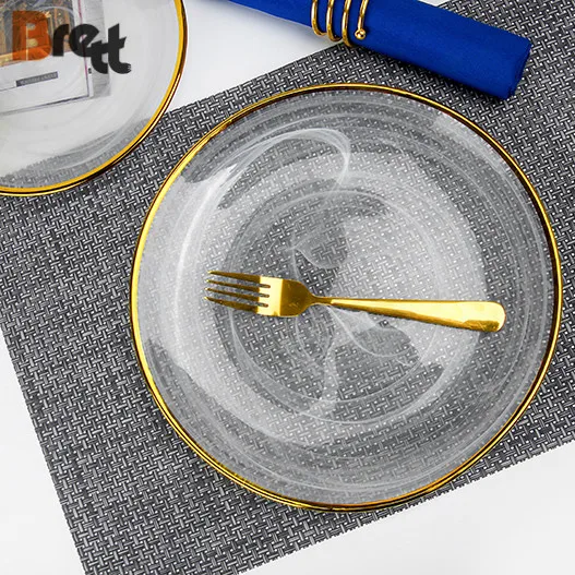 Luxury Tableware Gold Rim Charger Plate Glass Wedding Under Plates 12 Inch 10.5 Inch Buy