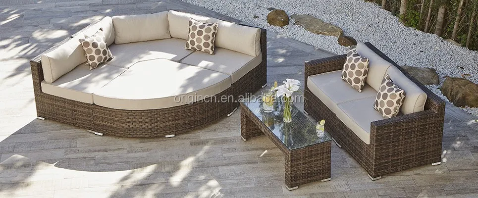 New arrival versatile patio wicker lounge sectional rattan corner ... Korb lounge bubble